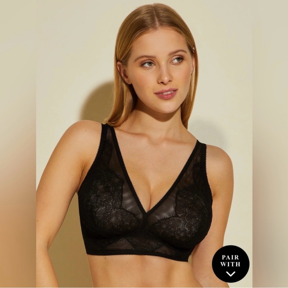 NWT Cosabella Black Lace Maharaja Curvy Bralette, Medium